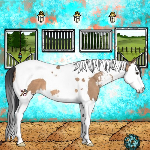 Horse Color:Bay Dun Sabino Splash Tobiano