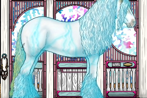 Horse Color:Thunderstruck White Spotted Gold Champagne Ice Tobiano Frame 