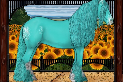 Horse Color:Watercolor White Spotted Black