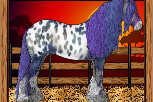 Horse Color:Watercolor Bay Ice Onyx Tobiano Blanket Rabicano 