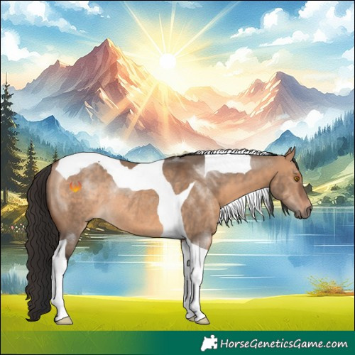 Horse Color:Bay Dun Tobiano Rabicano 