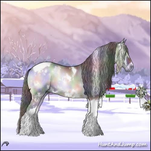 Horse Color:Nacre White Spotted Blue Onyx Chinchilla Tobiano 