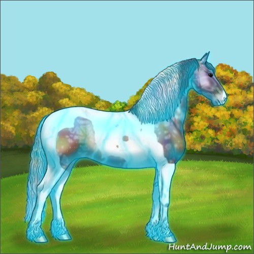 Horse Color:Nacre Thunderstruck Blue Onyx Ice Tobiano 