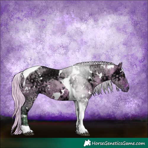 Horse Color:Watercolor White Spotted Silver Brown Ice Dun Tobiano 