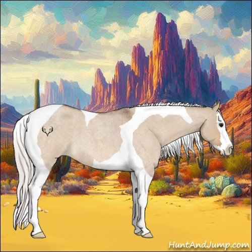 Horse Color:Silver Bay Roan Dun Splash Tobiano 