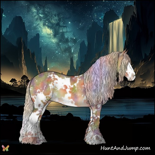 Horse Color:Nacre White Spotted Chocolate Palomino Dun Sabino Splash 