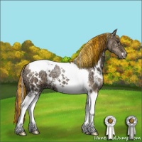Horse Color:Painted White Spotted Chocolate Grullo Ice Pearl Tobiano