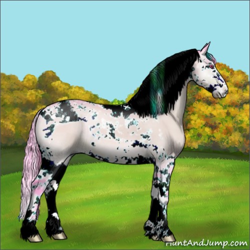Horse Color:Watercolor Brown Chinchilla Onyx Splash Tobiano 