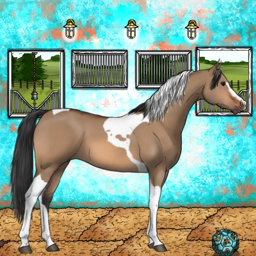 Horse Color:Bay Dun Sabino Tobiano