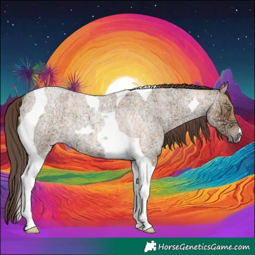 Horse Color:Amber Champagne Ice Roan Tobiano 