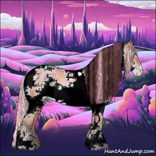 Horse Color:Painted Silver Black Pearl Splash Tobiano Frame 