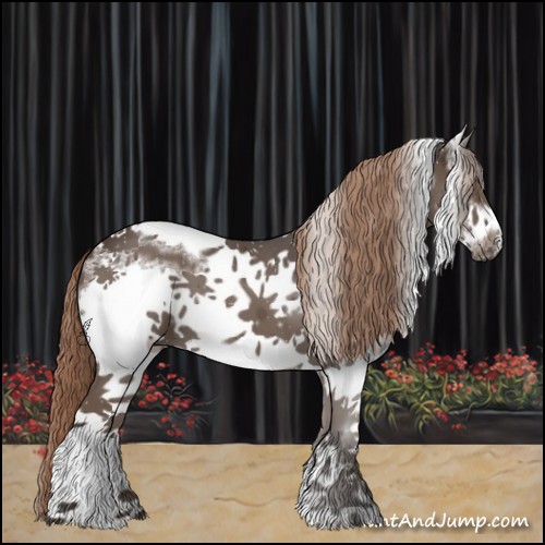 Horse Color:White Spotted Liver Chestnut Tobiano Frame