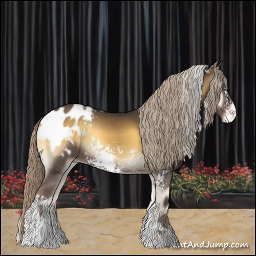Horse Color:White Spotted Chocolate Palomino Onyx Tobiano Blanket