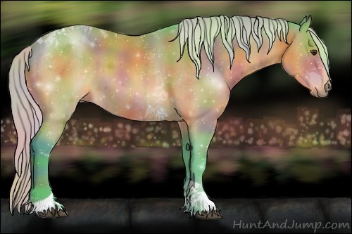 Horse Color:Nacre Watercolor Silver Buckskin Tobiano 