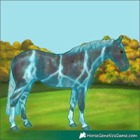 Horse Color:Thunderstruck Midnight Red Dun Ice Tobiano Rabicano 