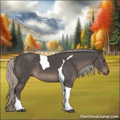Horse Color:Silver Black Tobiano 