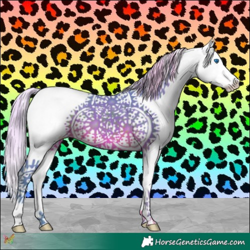 Horse Color:Watercolor White Spotted Silver Brown Splash Tobiano 