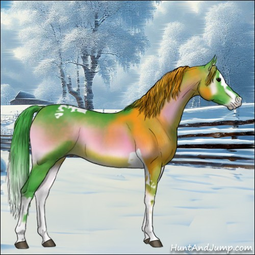 Horse Color:Watercolor Bay Onyx Splash Tobiano 