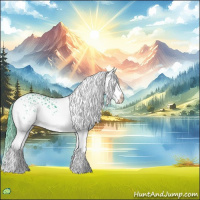 Horse Color:Watercolor White Spotted Black 