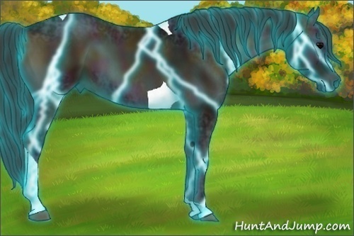 Horse Color:Thunderstruck Midnight Bay Ice Onyx Sabino Tobiano 