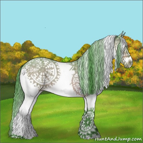 Horse Color:Watercolor White Spotted Bay Roan Frame