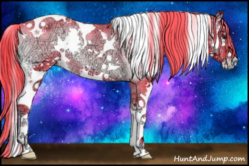 Horse Color:Watercolor White Spotted Liver Red Onyx Ice Splash Tobiano Varnish 