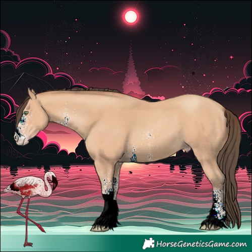 Horse Color:White Spotted Amber Champagne Tobiano 