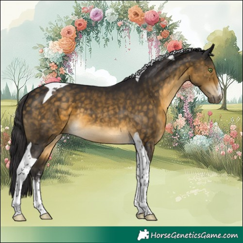 Horse Color:White Spotted Buckskin Tobiano 