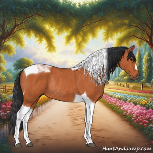 Horse Color:Bay Tobiano Rabicano 