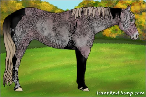 Horse Color:Void Watercolor Perlino Ice Roan Onyx Tobiano 