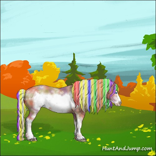 Horse Color:Painted Nacre White Spotted Silver Classic Champagne Sabino Frame