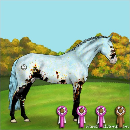 Horse Color:Watercolor White Spotted Black Chinchilla Ice Sabino