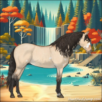 Horse Color:White Spotted Bay Roan Dun 