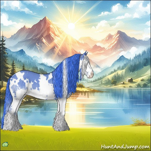 Horse Color:Watercolor White Spotted Bay Roan Splash 