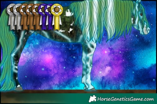 Horse Color:Thunderstruck Watercolor White Spotted Liver Chestnut Ice 