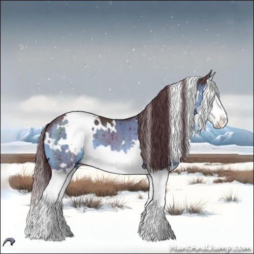 Horse Color:White Spotted Chocolate Brown Chinchilla Dun Splash Brindle