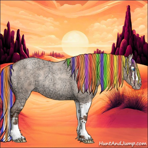 Horse Color:Painted Gold Champagne Ice Roan Dun Splash Rabicano 