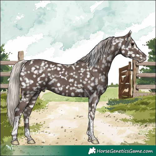 Horse Color:White Spotted Silver Black Tobiano Snowflake Varnish