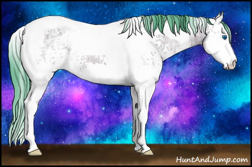 Horse Color:Watercolor White Spotted Bay Ice Splash Tobiano 