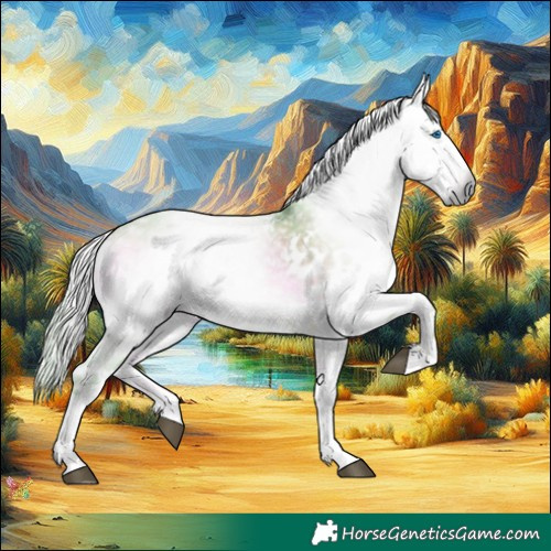 Horse Color:Gray Watercolor White Spotted Buckskin Onyx Splash Tobiano 