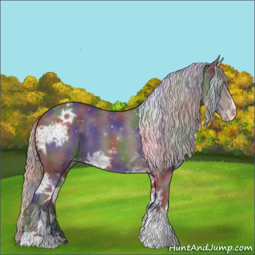 Horse Color:Nacre Silver Black Ice Tobiano Varnish 