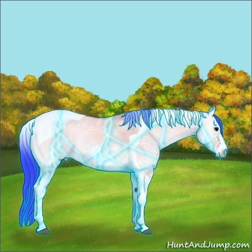 Horse Color:Thunderstruck Watercolor Bay Ice Onyx Tobiano 
