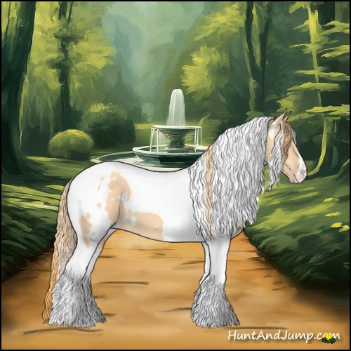 Horse Color:White Spotted Gold Champagne Dun Tobiano 