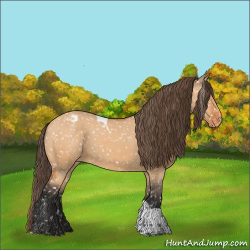 Horse Color:Bay Dun Tobiano Snowflake Varnish
