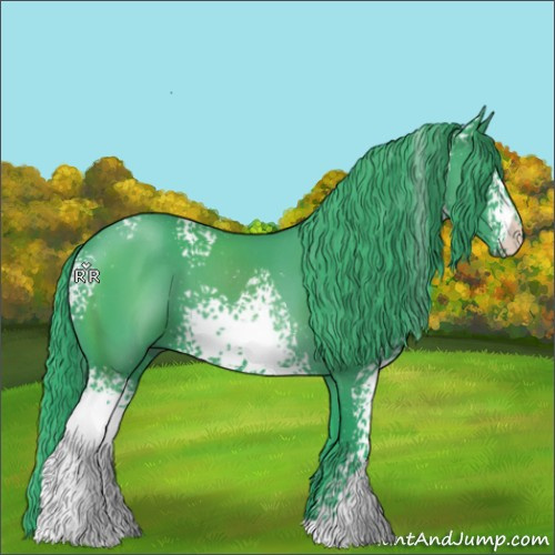 Horse Color:Watercolor White Spotted Black 