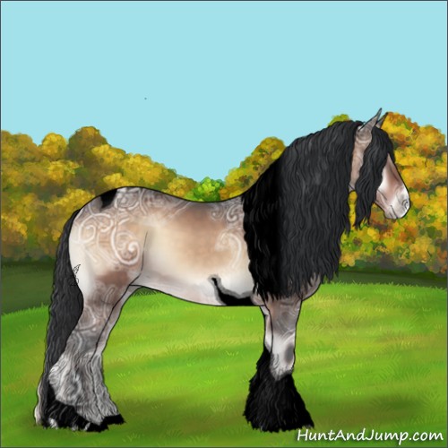 Horse Color:Void Bay Ice Onyx Sabino Tobiano 