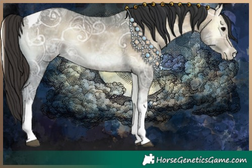 Horse Color:White Spotted Bay Ice Onyx Tobiano 