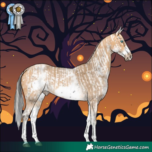 Horse Color:Liver Chestnut Tobiano Frame and White Spotted Silver Buckskin Sabino Frame