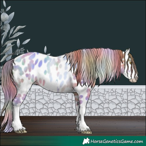 Horse Color:Nacre White Spotted Gold Champagne Dun Leopard 