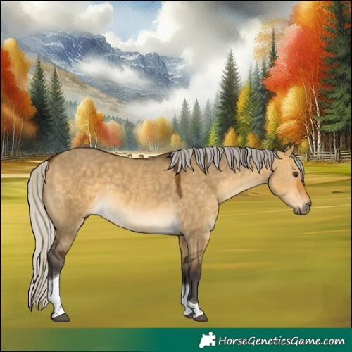 Horse Color:Silver Buckskin Dun Tobiano 